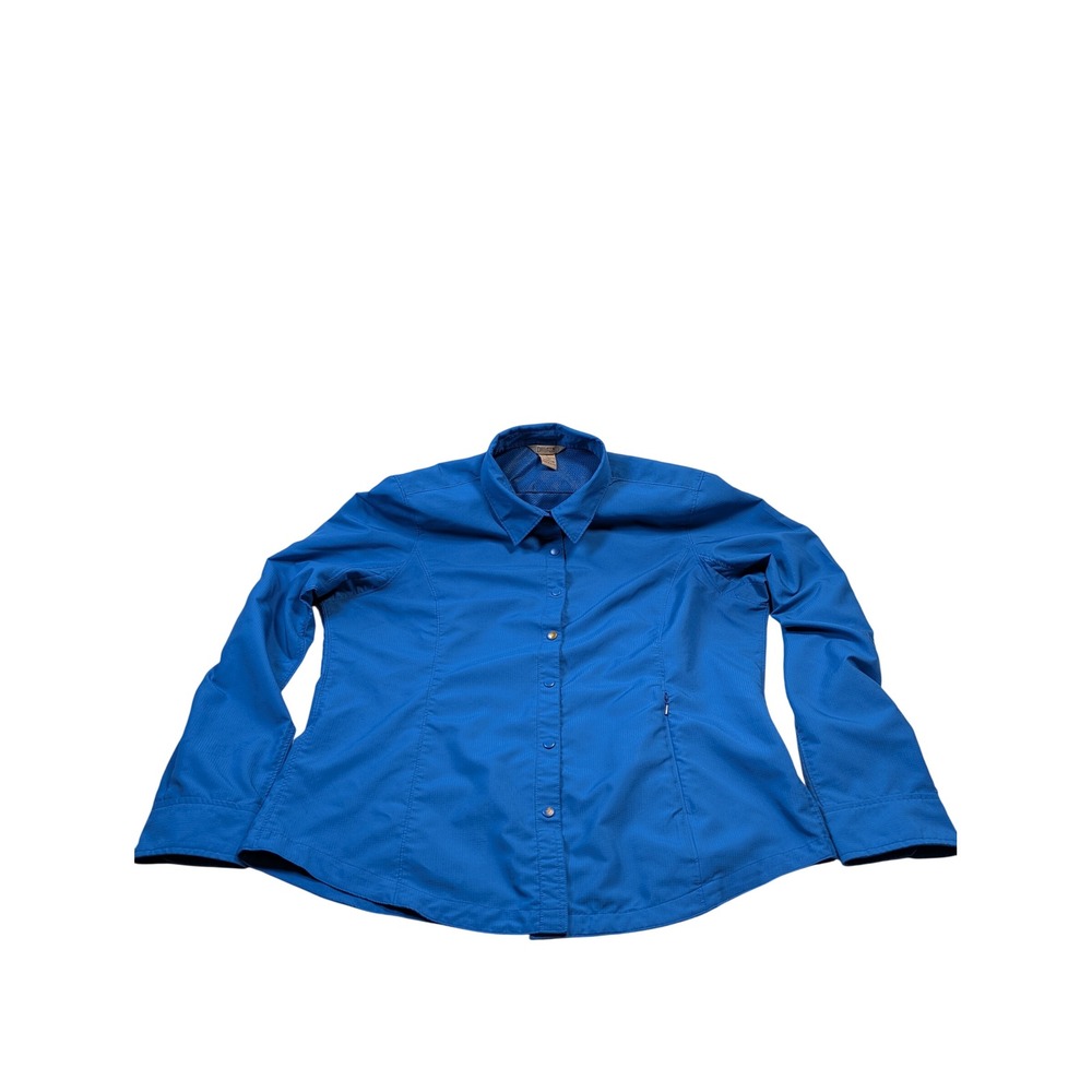 Duluth Trading Co Womens Long Sleeve Snap Front Shirt Large Blue Ripstop